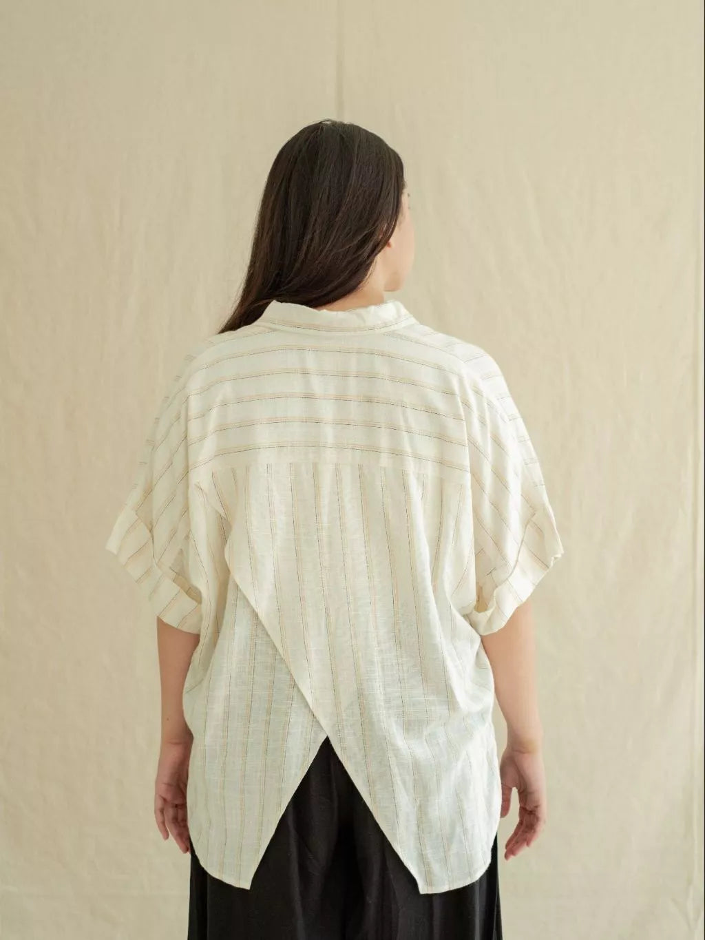 Ora Blouse - Salur Putih - Labuan Linen Wear