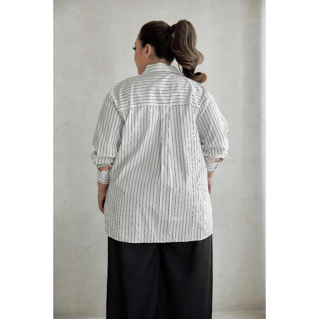 Mine Kind - Stuart Jumbo Shirt White Stripes - Mine