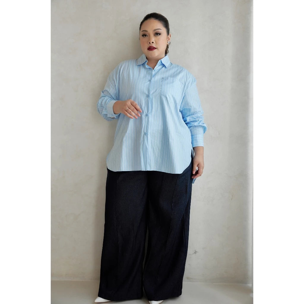 Mine Kind - Stuart Jumbo Shirt Baby Blue Stripes - Mine
