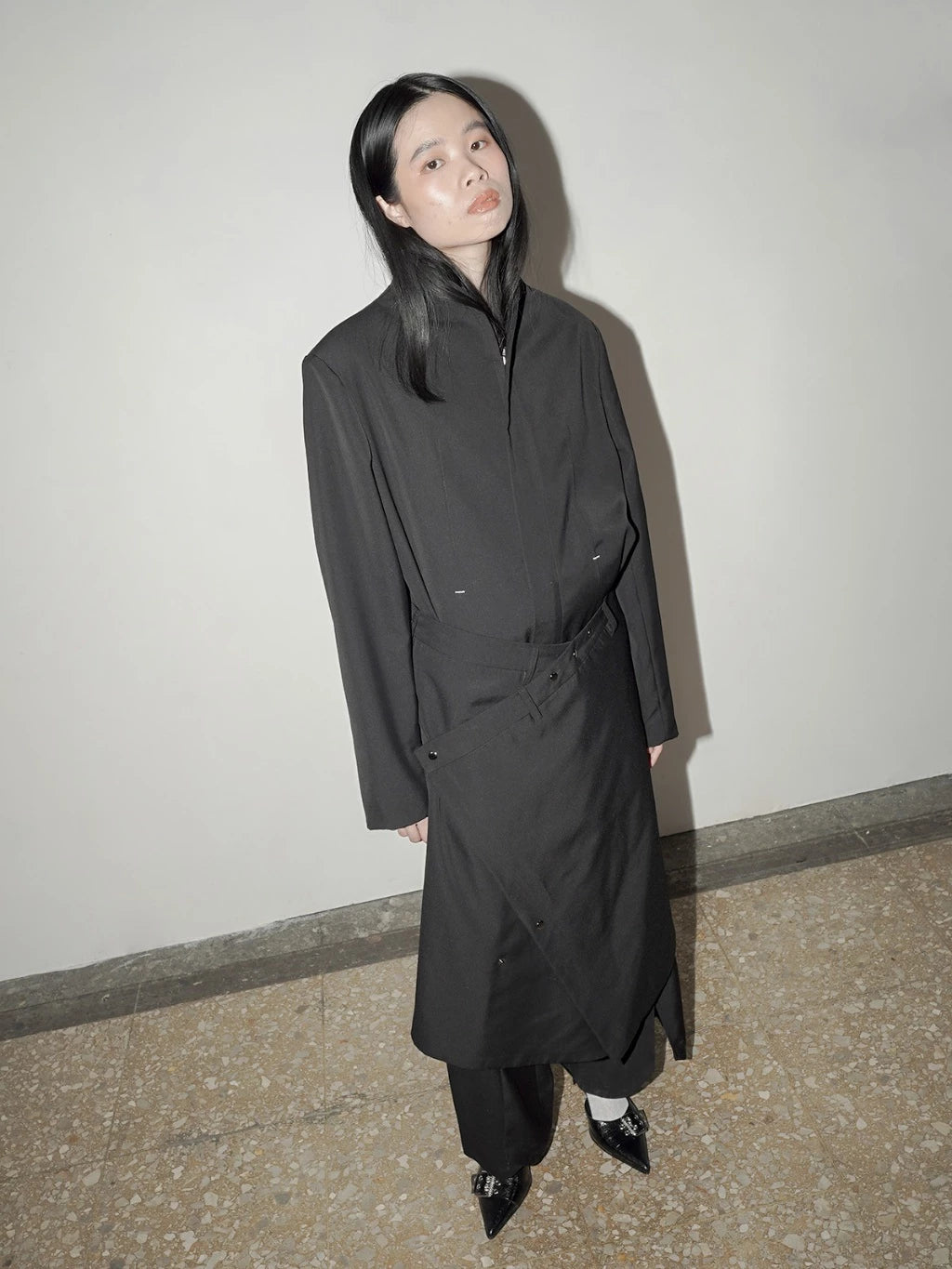 Highcollar Tailored Blazer Black - Nylony