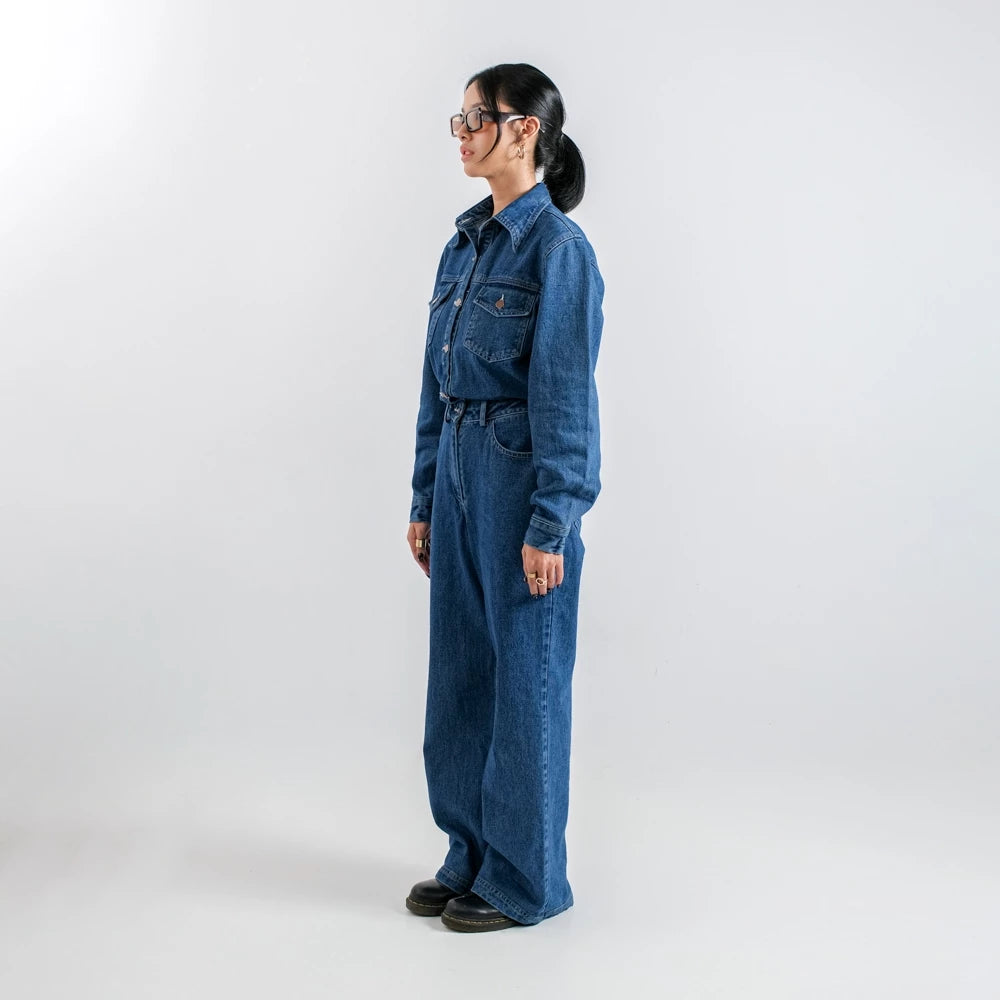 Mandy Jumsuit Denim Dark Blue - Ambra La Moda