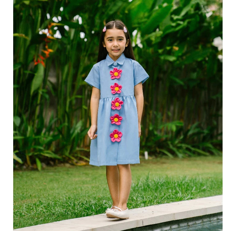 Blossom Dress Blue - Amber Kids
