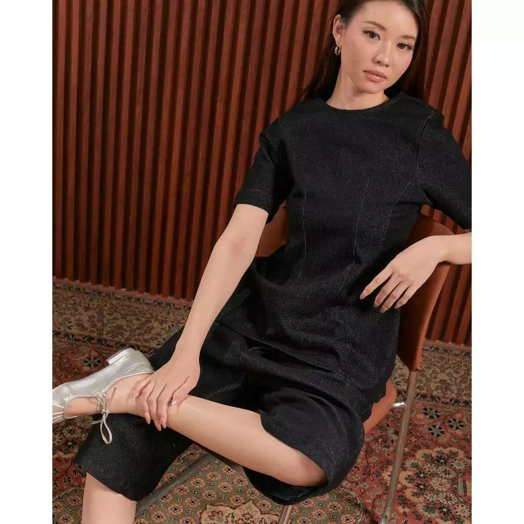 Faye Top Black Denim - Jinzu