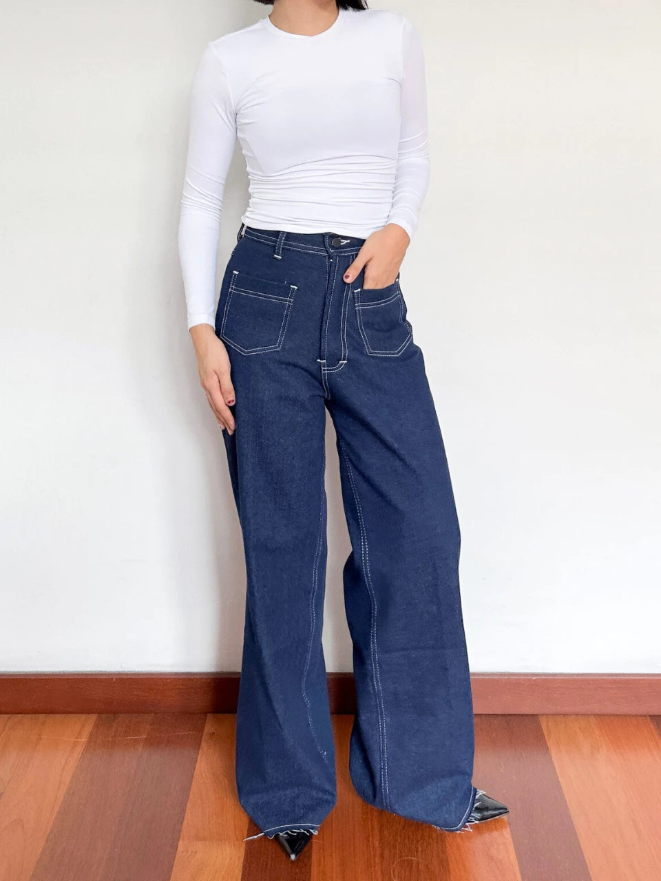 Lucy Pocket Wide Leg Denim Jeans Pants - The Auctus