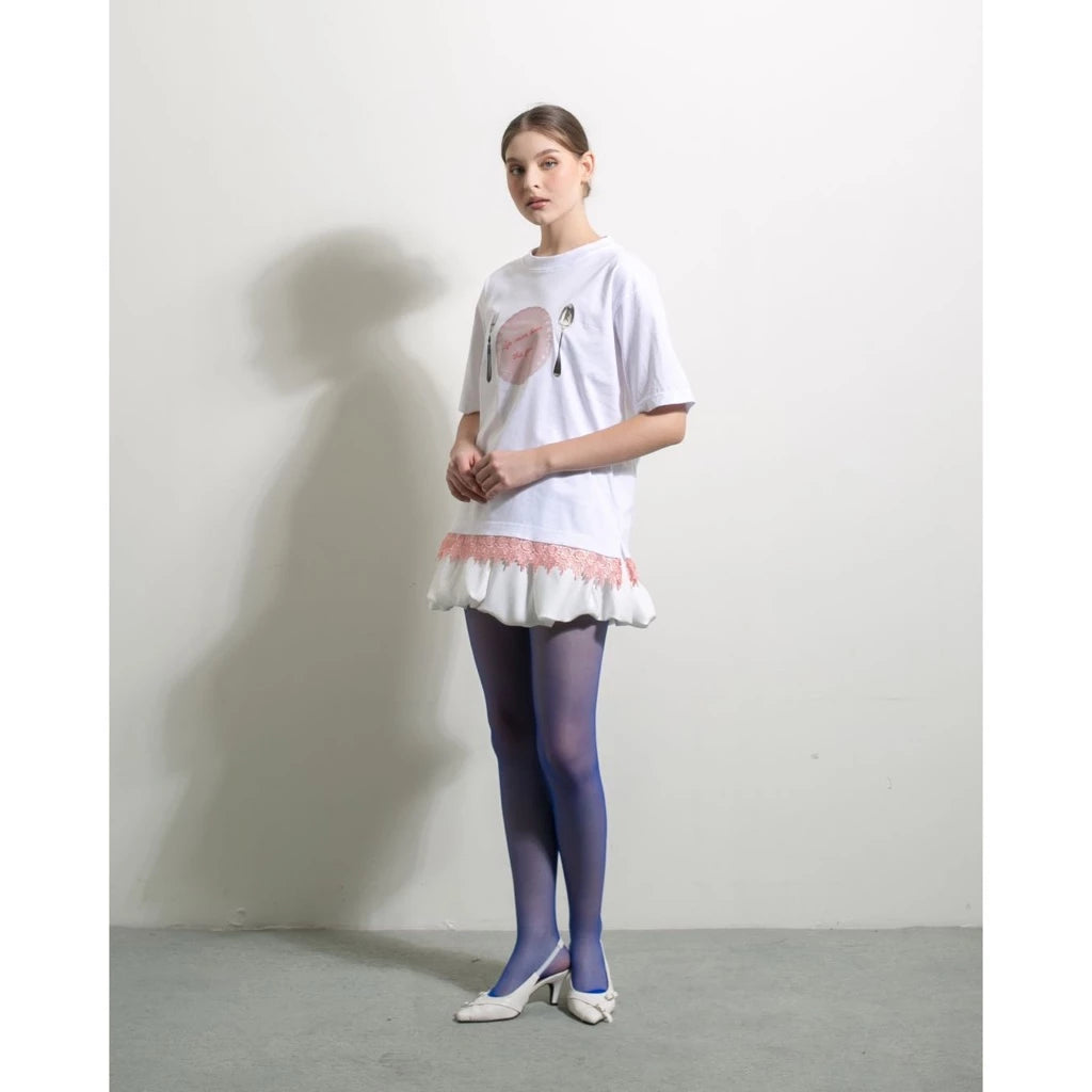 Dinner Date Lace TShirt White - Tuff Puff