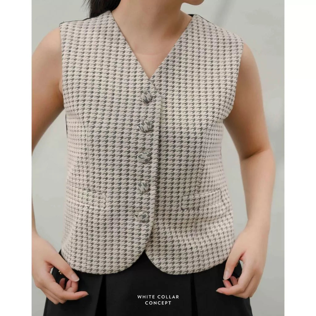 Misae Vest Houndstooth - White Collar Concept