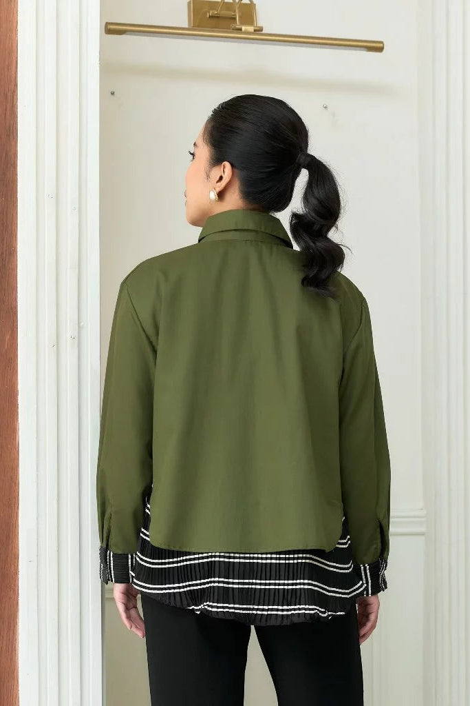 Firly Embroidery Shirt Olive - Mine