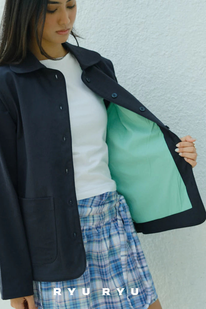 Atelier Collar Jacket In Navy - Ryuryu