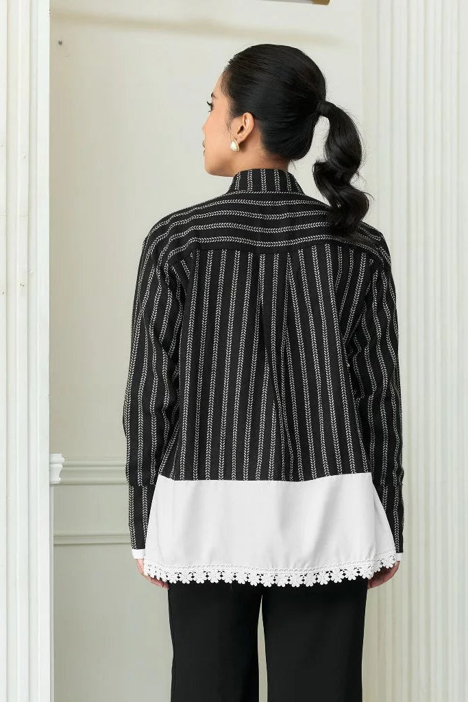 Duma Kemeja Embroidery Hitam - Mine