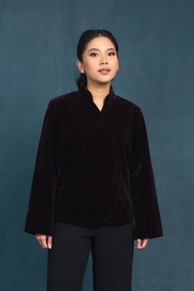 Aurel Velvet Collar Button Outer - Mine