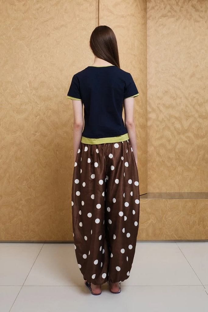 Polkadot Baloon Pants Brown - Argyle & Oxford