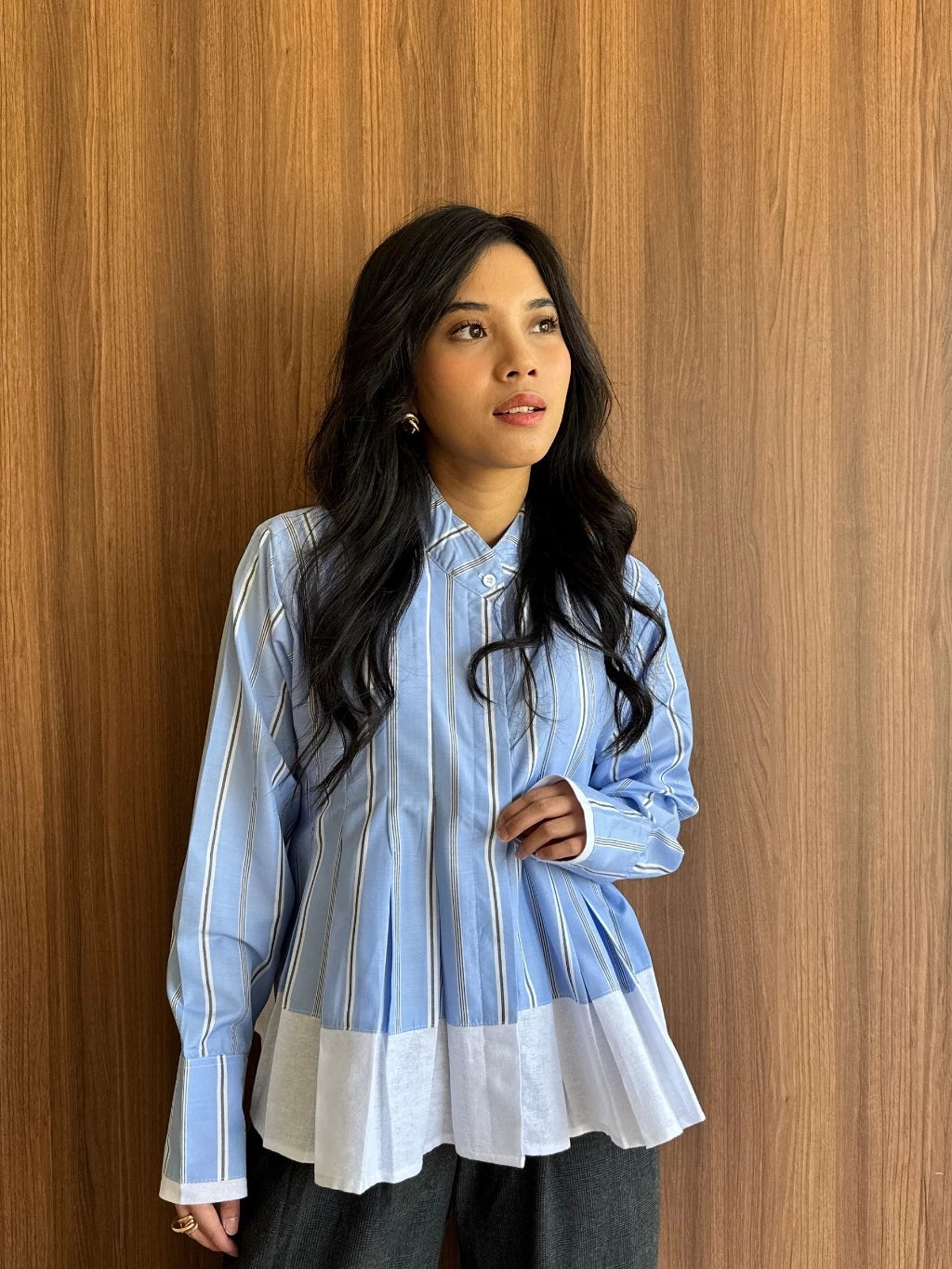 Faiza Shirt Blue Stripes - Mine