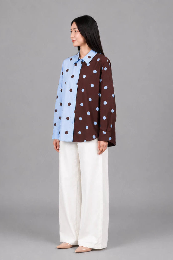 Polka 2 Tone Oversize Blue Brwon - Aumone