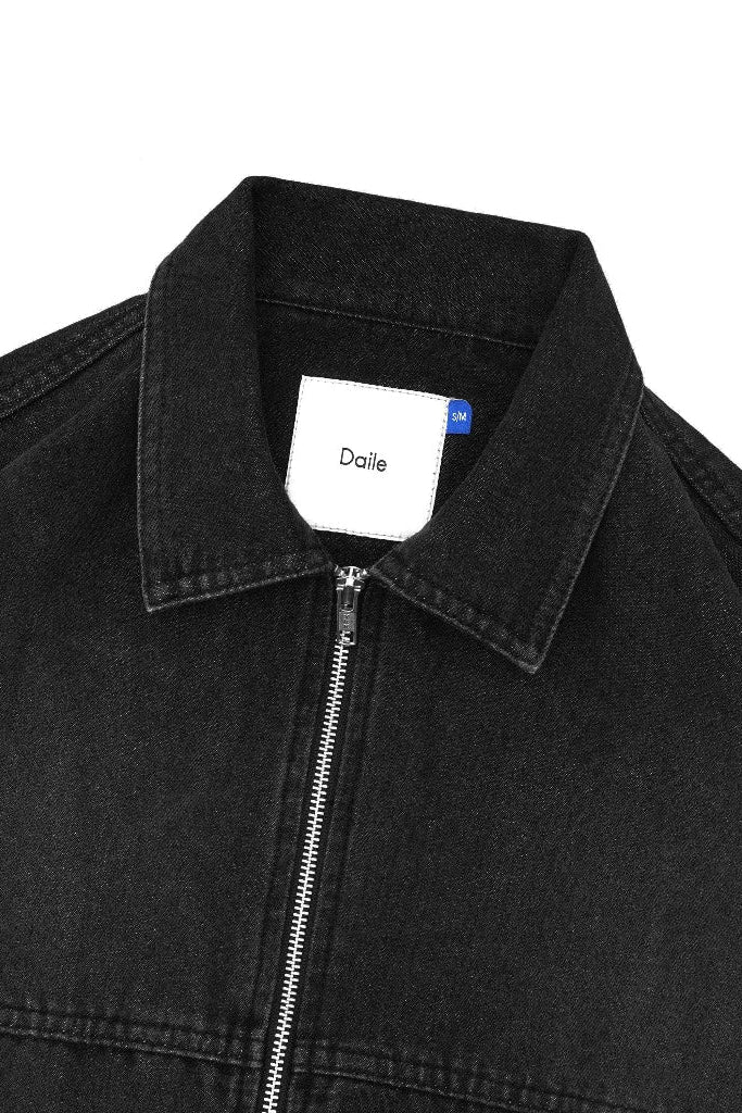 Noir Drop Shoulder Denim Jacket Black Wash - Daile