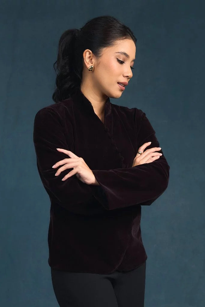 Aurel Velvet Collar Button Outer - Mine
