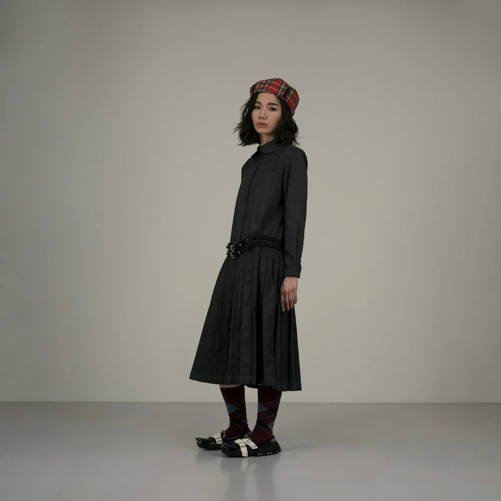 Belted Shirt Dress In Grey - Argyle & Oxford