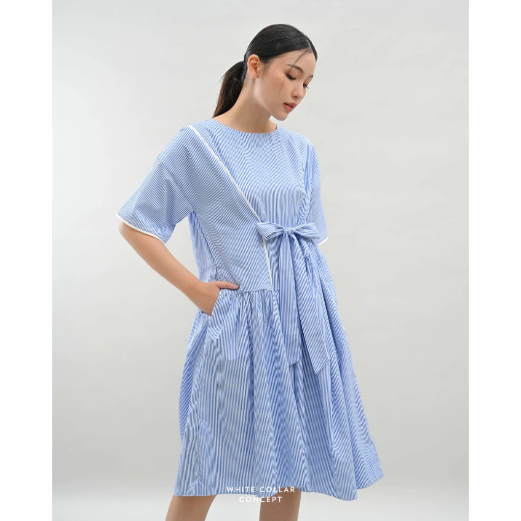 Elaine Dress Blue - White Collar Concept