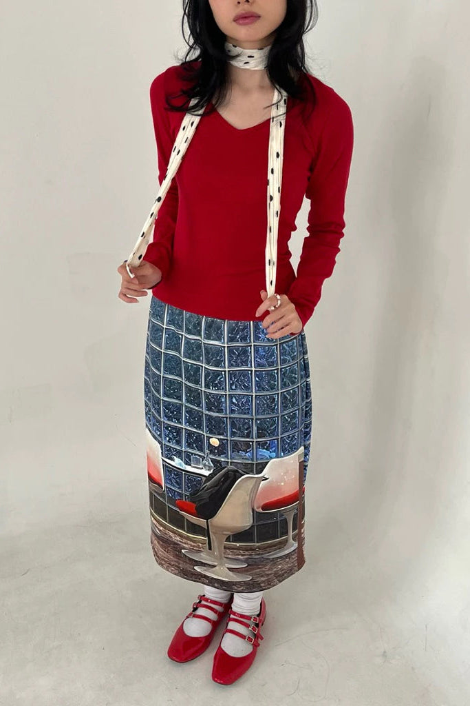 Have A Seat Midi Skirt Blue - One Two Switch