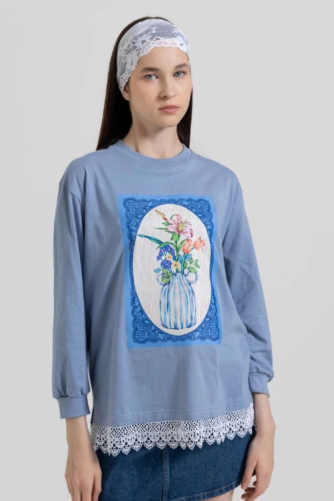 Bloom Tee Dusty Blue - Tuff Puff