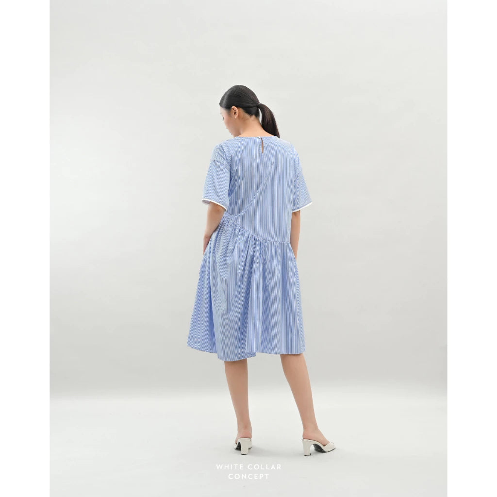 Elaine Dress Blue - White Collar Concept