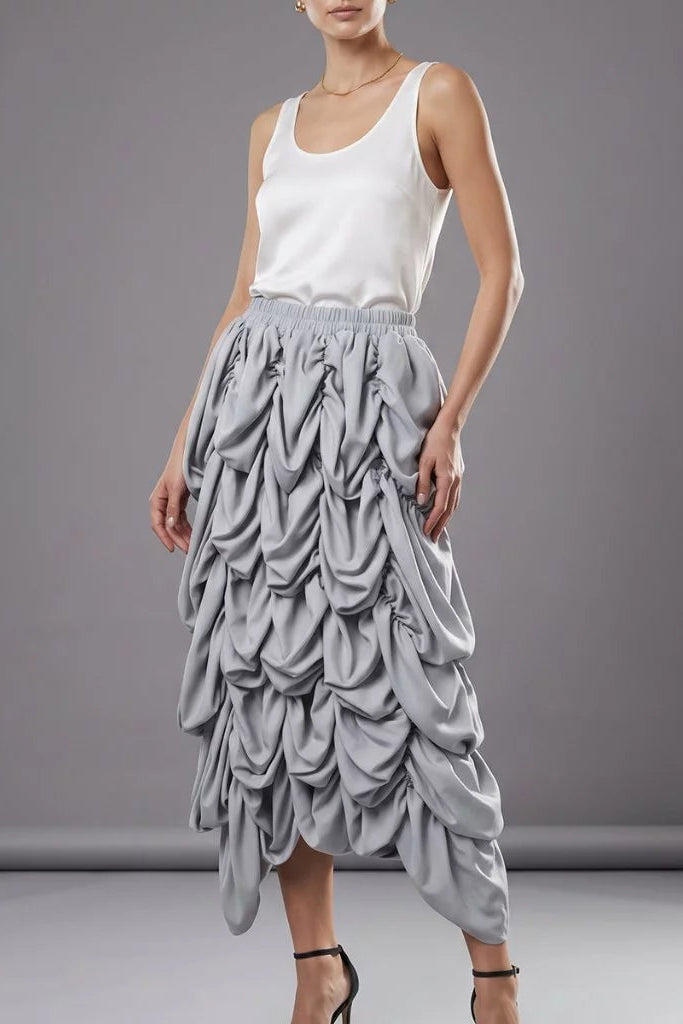 Square Smocked Grey Skirt - Mannequin Plastic