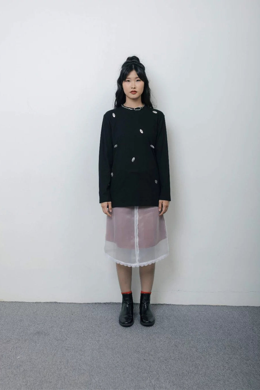 Studded Longsleeve T- Shirt Black - Wad Studio