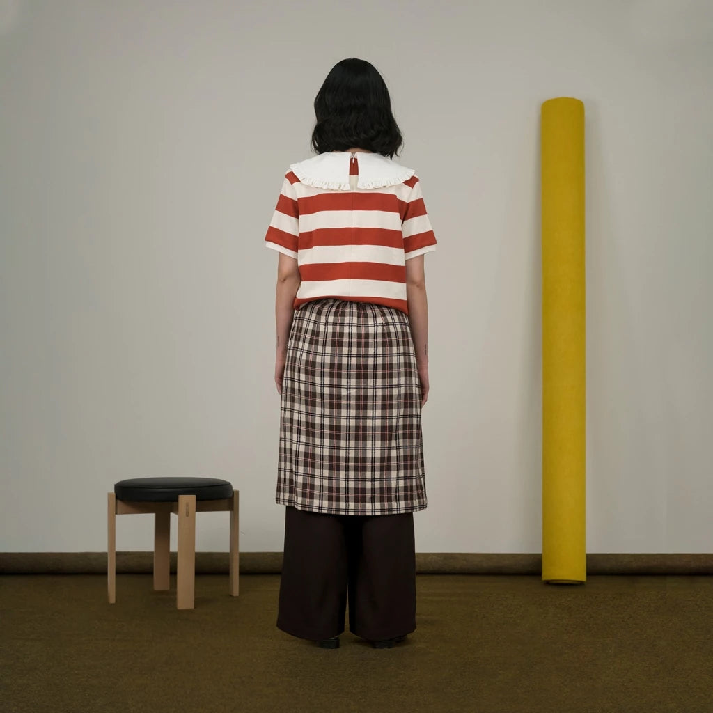 Rivet Belted Plaids Skirt Brown - Argyle & Oxford