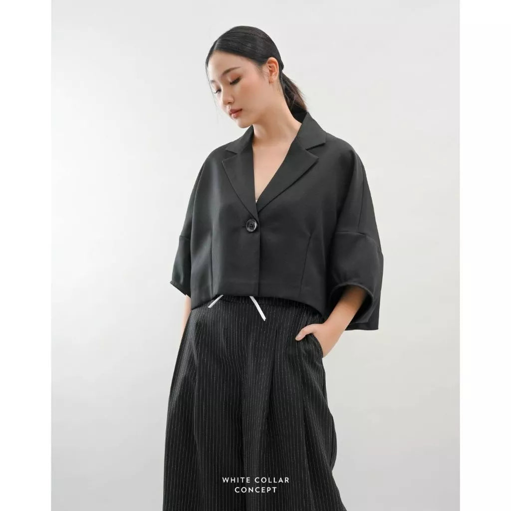 Soleil Crop Jacket - White Collar Concept