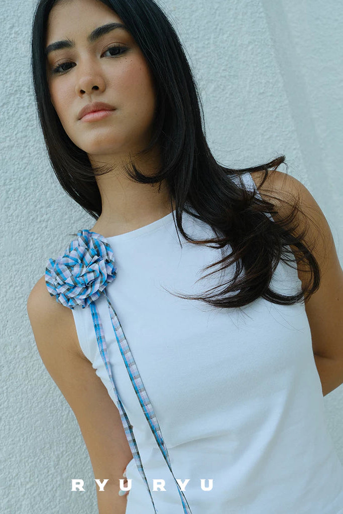 Lacy Flower Tank In White - Ryuryu