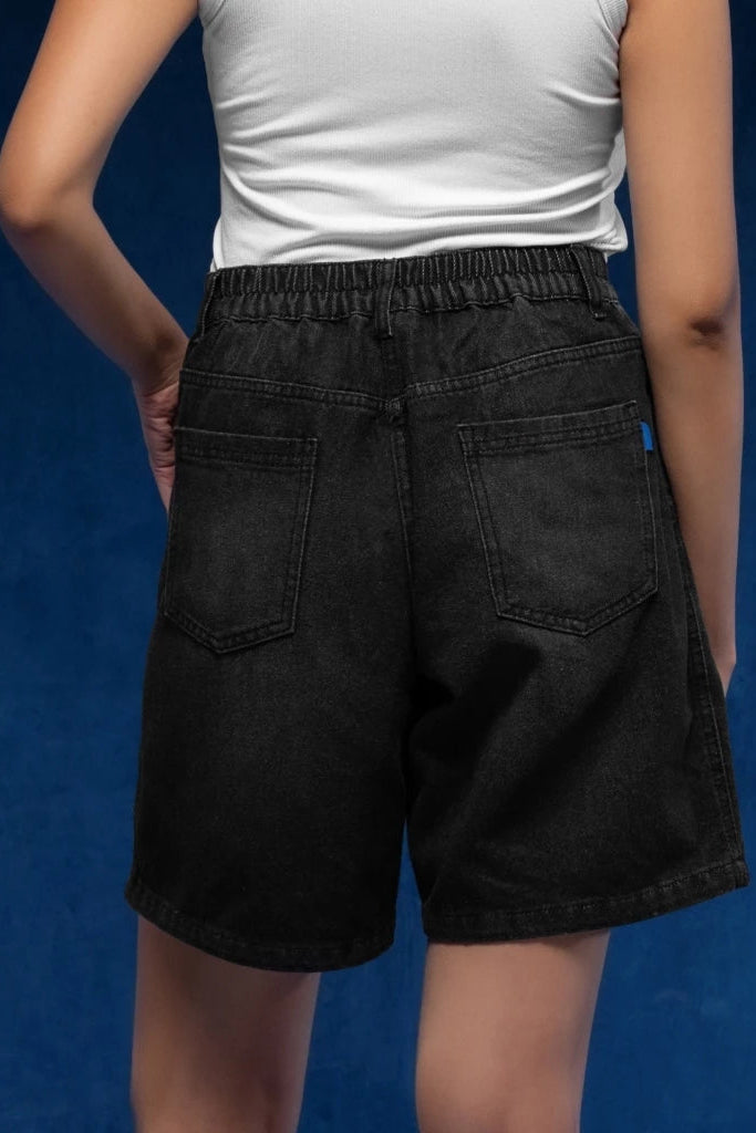 Carla Short Denim Pants Black Wash - Daile