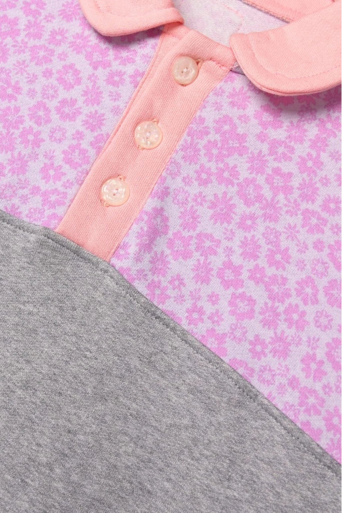 Momo Button Sweater Grey - Pink - Hintuturo
