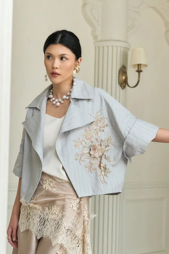 Oscar Embroidery Jacket Denim - Mine
