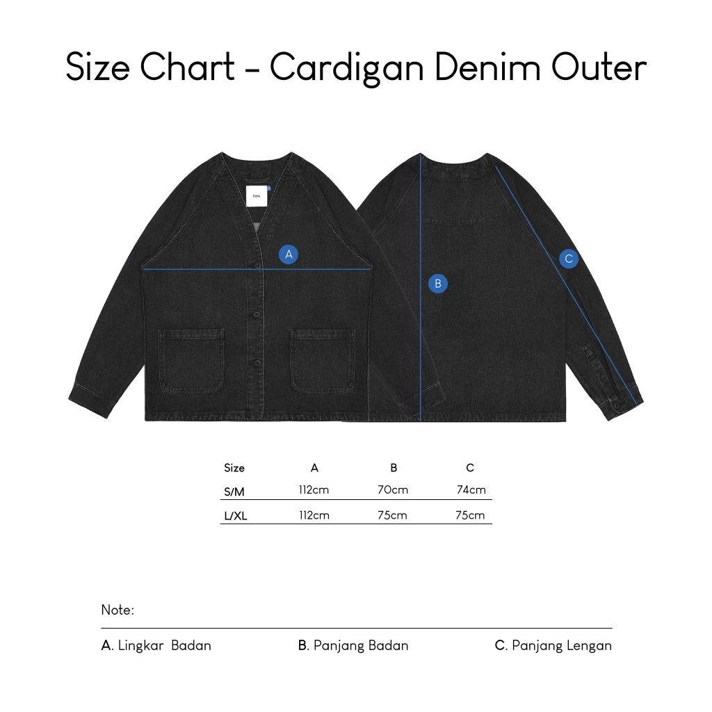 Ellen Cardigan Denim Outer Black Wash - Daile
