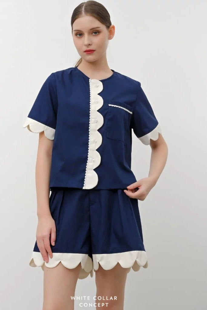 Shellie Top Navy - White Collar Concept