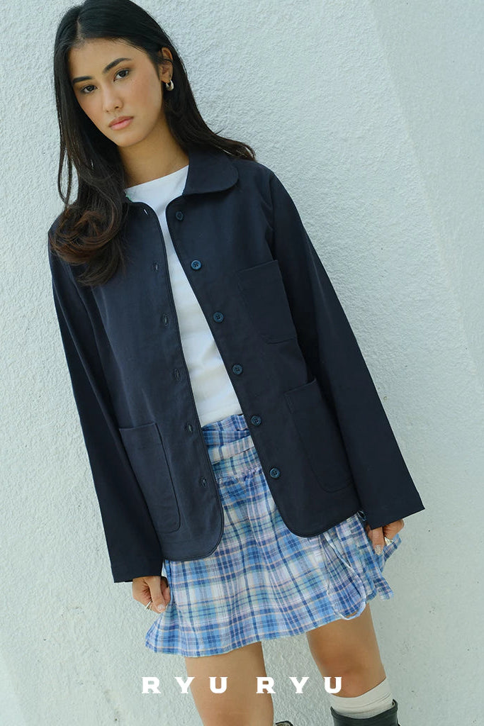 Atelier Collar Jacket In Navy - Ryuryu