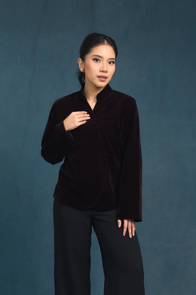 Aurel Velvet Collar Button Outer - Mine