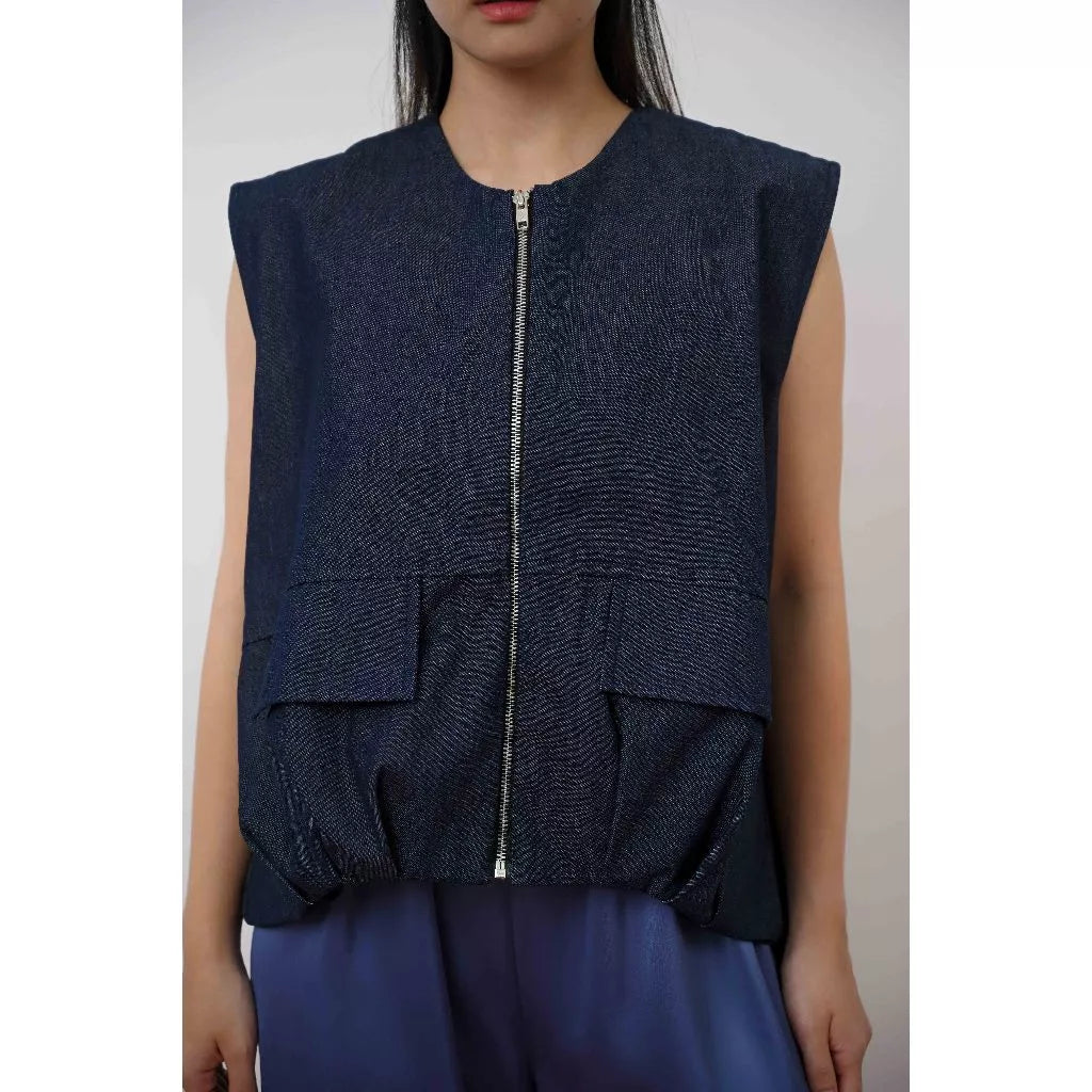 Denim Oversized Top Blue Denim - LR Studio