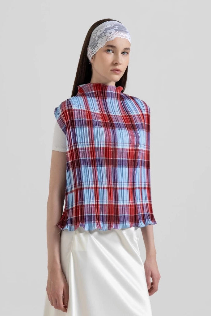 Ann Pleats Top Blue - Tuff Puff