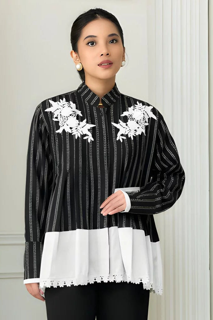Duma Kemeja Embroidery Hitam - Mine