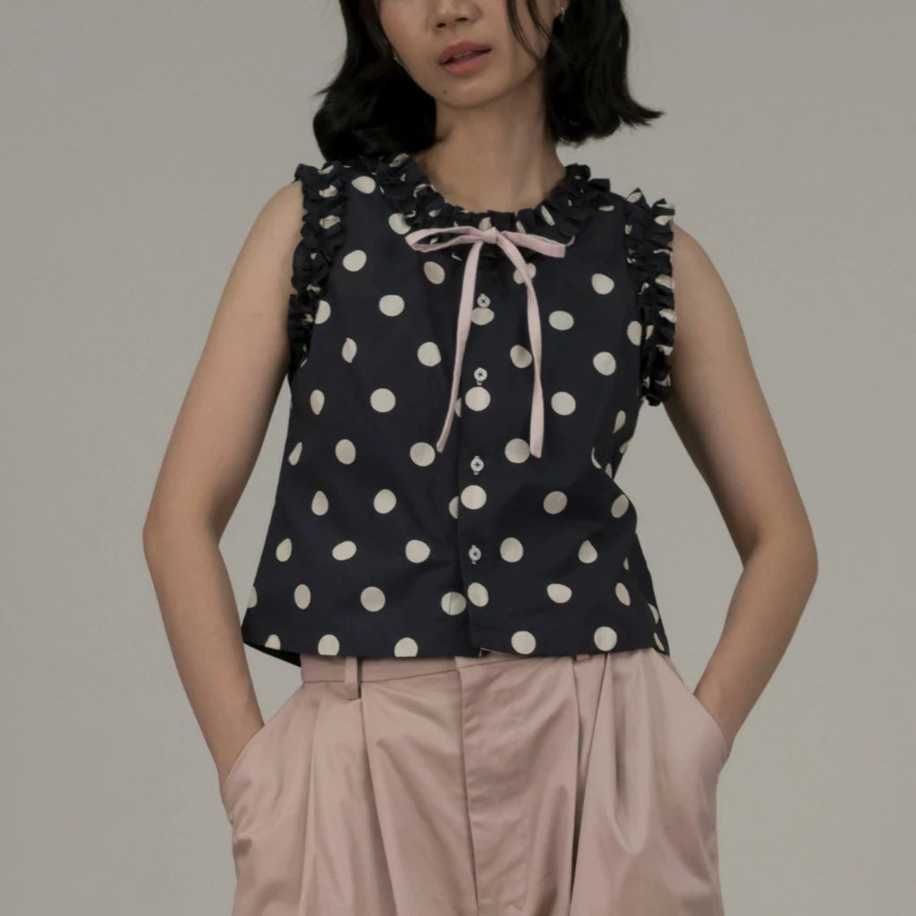 Frill Polka Top - Argyle & Oxford