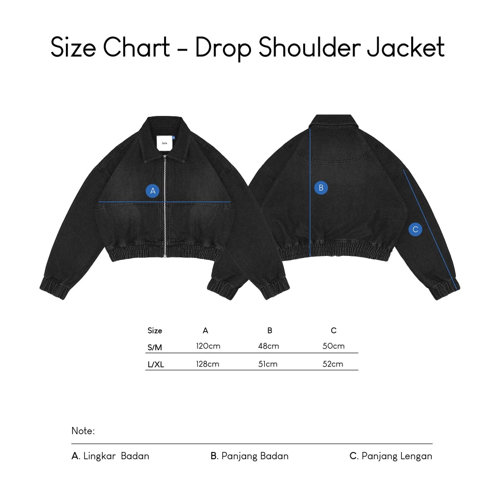 Noir Drop Shoulder Denim Jacket Black Wash - Daile