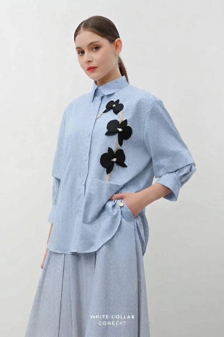 Orchid Shirt Stripe Blue - White Collar Concept