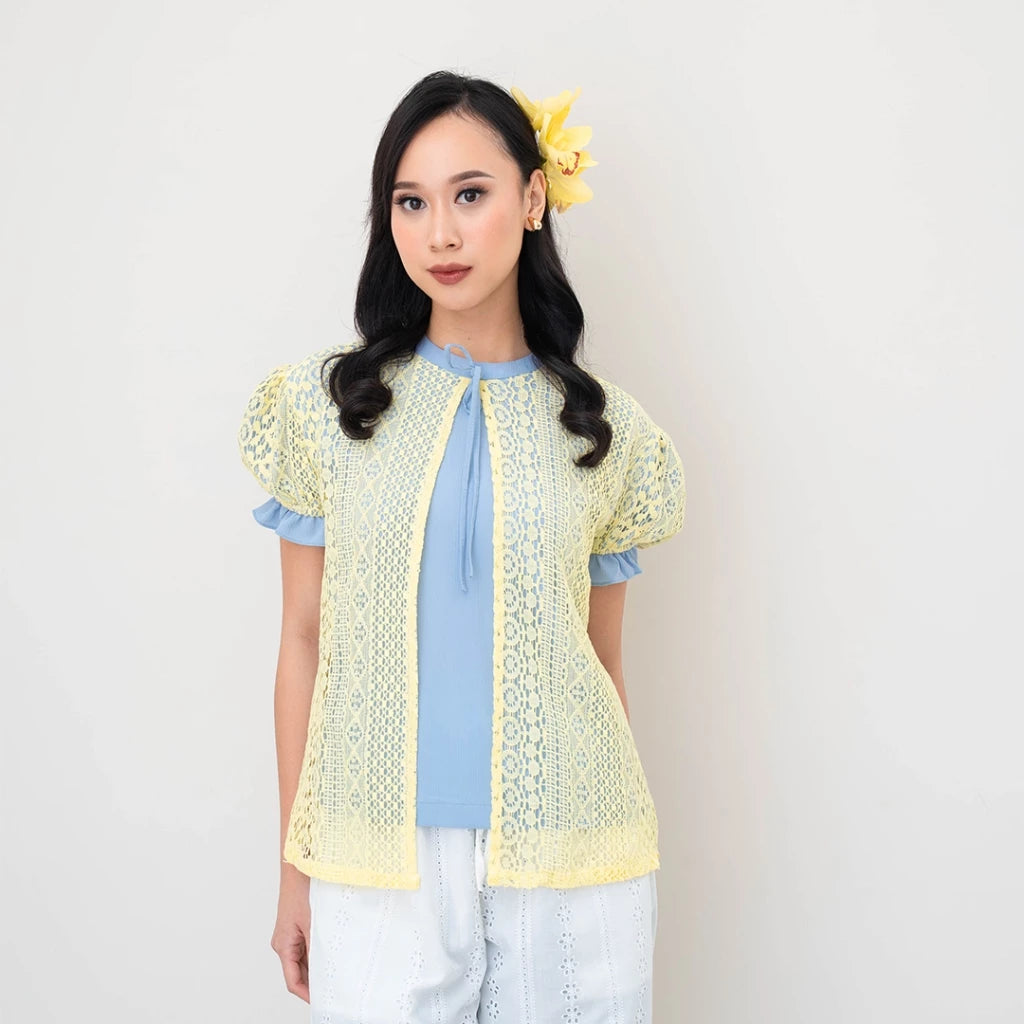 Zaina Puffy Top Blue Yellow - Curato Market