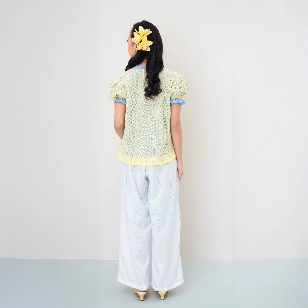 Zaina Puffy Top Blue Yellow - Curato Market