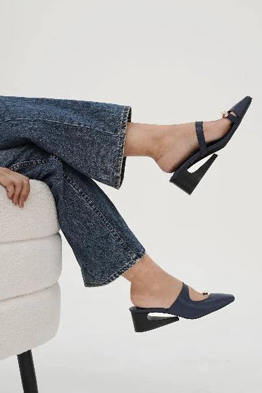 Rigate Heels Navy - Tangerine Marche