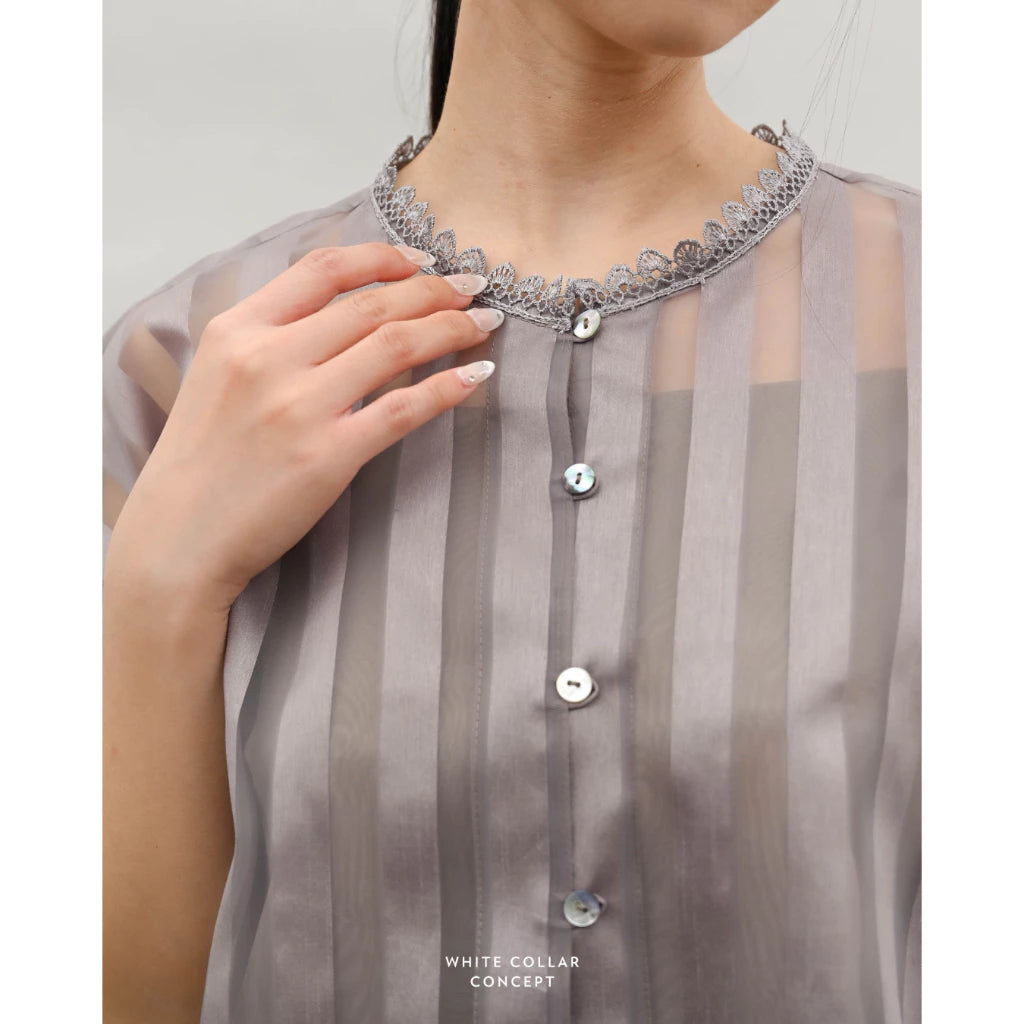 Sabrina Stripe Top - White Collar Concept