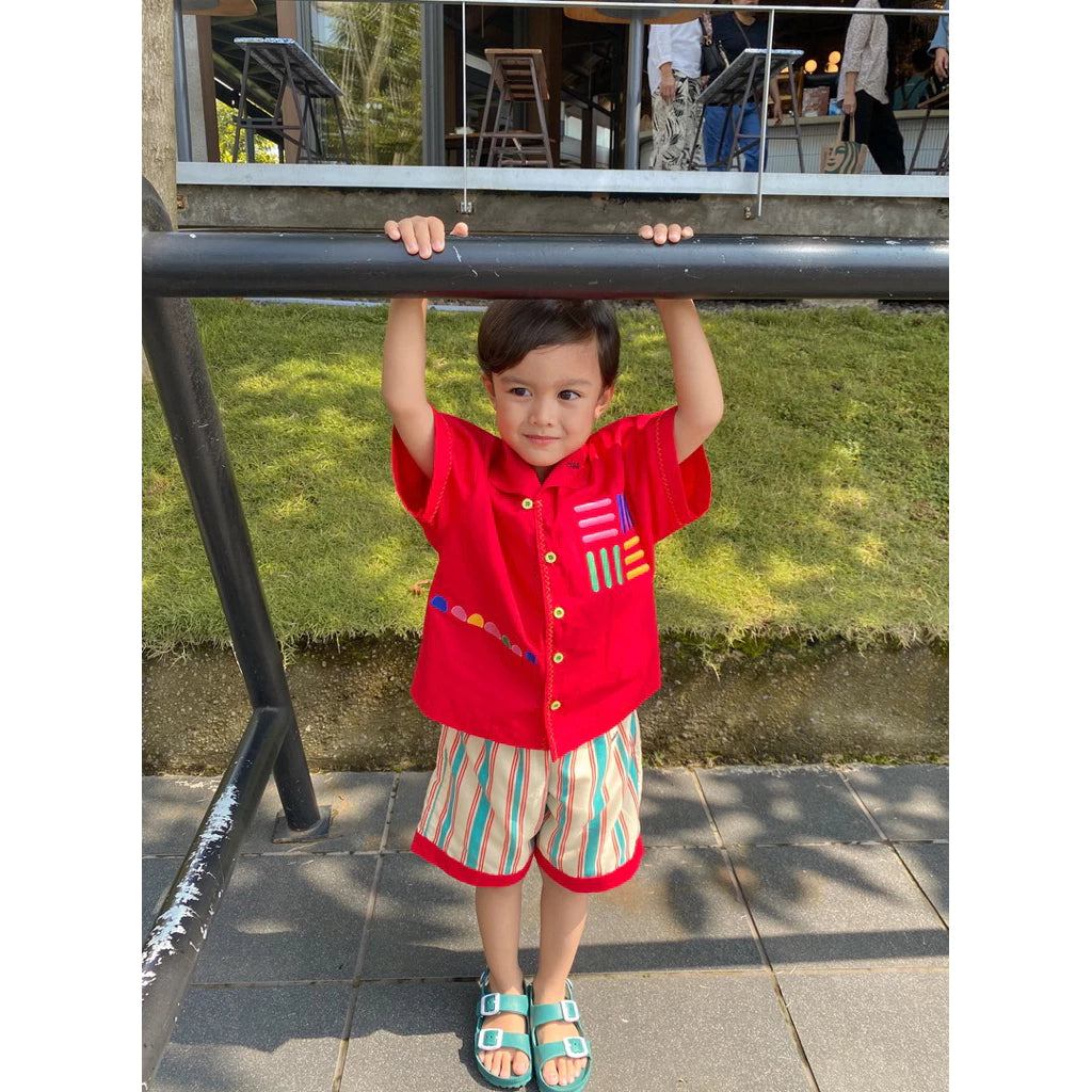 HGL Bambini - Red Stripe Shorts Color Red - Ciao