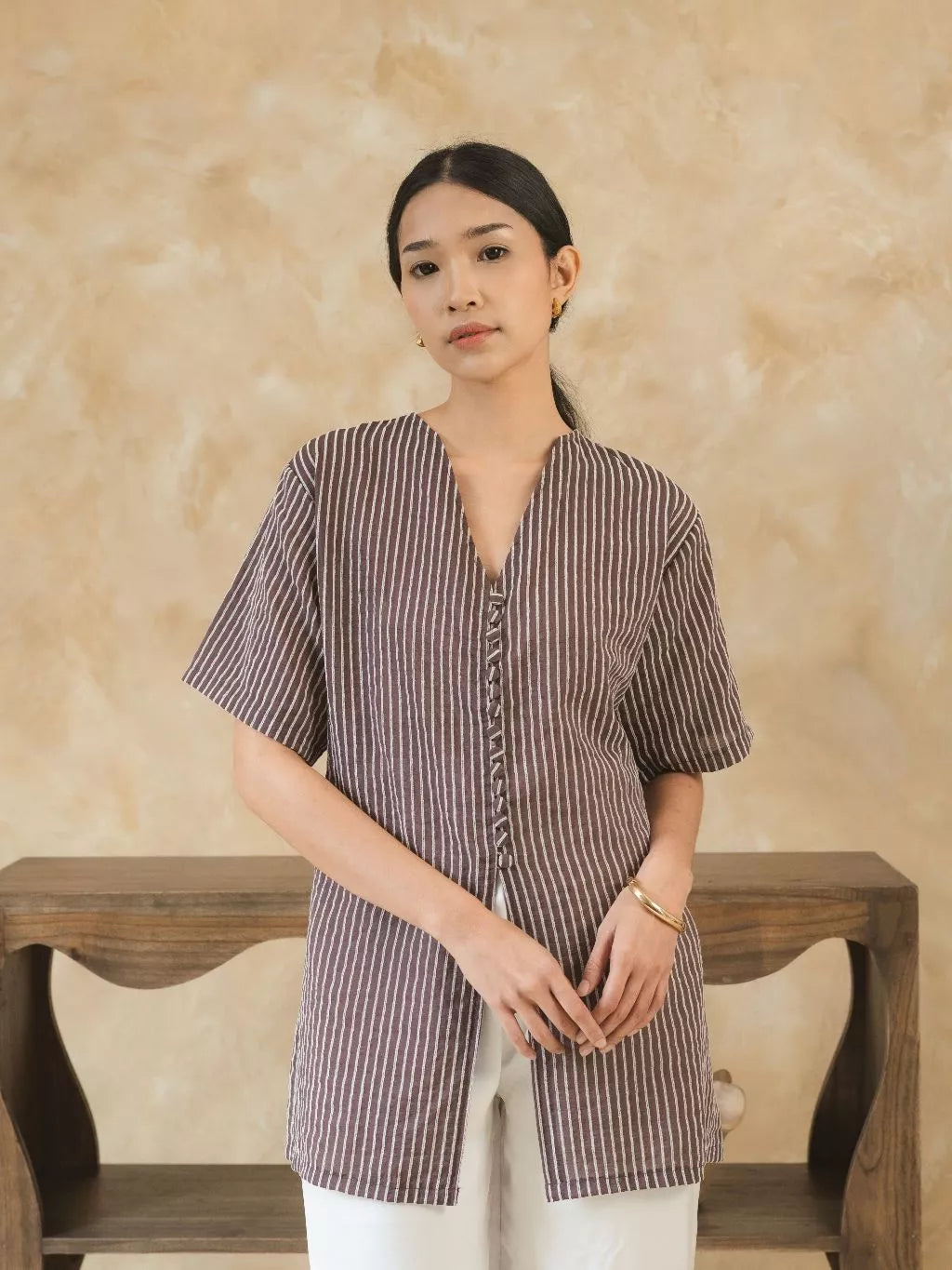 Bina Top Brown Stripes - Monday To Friday