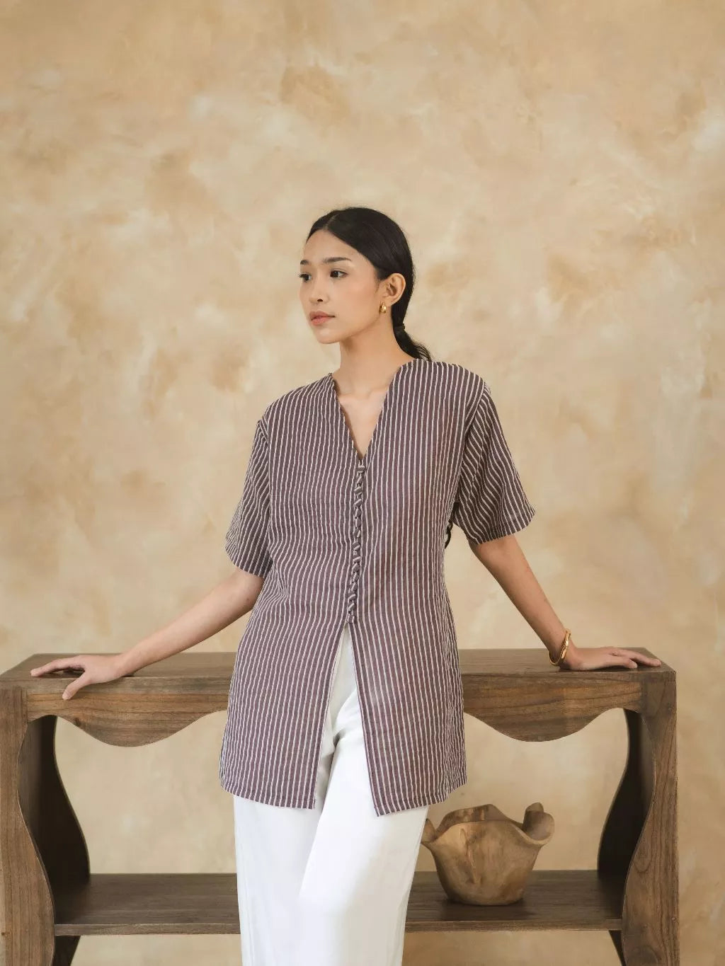 Bina Top Brown Stripes - Monday To Friday