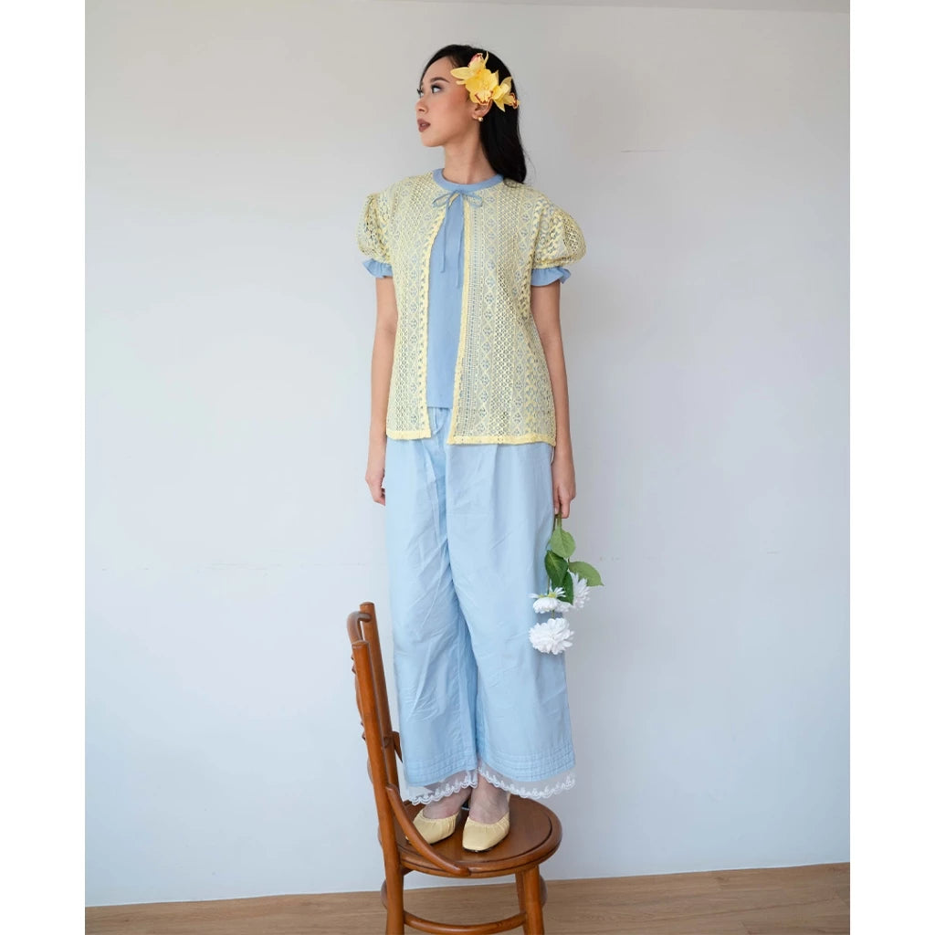 Zaina Puffy Top Blue Yellow - Curato Market